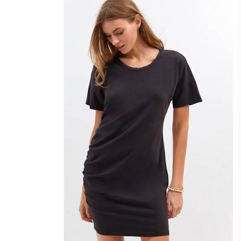 Anthropologie X Sundry Ruched Mini Dress Black